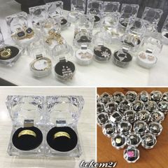 Hộp Đựng Nhẫn Hình Răng Nan Giả - Hộp Trang Sức Tròn Đựng Hoa Tai, Nhẫn - Tùy Chọn Màu Đen, Trắng, Đỏ, Chất Liệu Acrylic