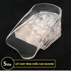 Bộ 10 Miếng Lót Giày Silicon Tăng Chiều Cao 4cm - Đệm Đế Trong Suốt Thoải Mái, Tùy Chỉnh Nấc Cao, Phù Hợp Tất Cả Giày