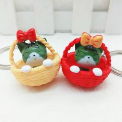 Móc Khóa Mèo Ngồi Trong Giỏ Mây - Phụ Kiện Thời Trang Dễ Thương, Quà Tặng Độc Đáo Cho Người Thân Yêu