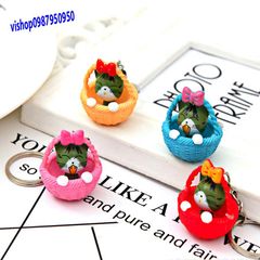 Móc Khóa Mèo Ngồi Trong Giỏ Mây - Phụ Kiện Thời Trang Dễ Thương, Quà Tặng Độc Đáo Cho Người Thân Yêu