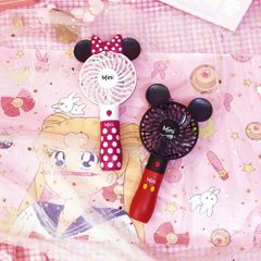 Quạt Cầm Tay Mini Mickey Minnie Dễ Thương - Quạt USB Sạc Lại Với Đèn LED, 3 Chế Độ Gió, Tiện Dụng Cho Ngày Hè
