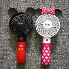 Quạt Cầm Tay Mini Mickey Minnie Dễ Thương - Quạt USB Sạc Lại Với Đèn LED, 3 Chế Độ Gió, Tiện Dụng Cho Ngày Hè