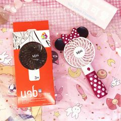 Quạt Cầm Tay Mini Mickey Minnie Dễ Thương - Quạt USB Sạc Lại Với Đèn LED, 3 Chế Độ Gió, Tiện Dụng Cho Ngày Hè