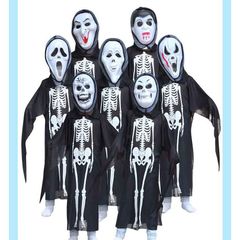 Trang Phục Hóa Trang Halloween Cao Cấp - Bộ Quần Áo Ma Xương Người và Mặt Nạ Đầu Lâu Rùng Rợn Cho Nam Nữ