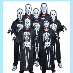 Trang Phục Hóa Trang Halloween Cao Cấp - Bộ Quần Áo Ma Xương Người và Mặt Nạ Đầu Lâu Rùng Rợn Cho Nam Nữ