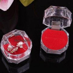 Hộp Đựng Răng Nan H và Nhẫn Tròn - Màu Đen, Trắng, Đỏ - Hộp Trang Sức Acrylic Chất Lượng Cao 4x4cm