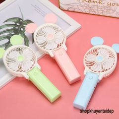 Quạt Cầm Tay Tai Thỏ Mini - Quạt Sạc Pin USB 3 Chế Độ, Đèn Pin LED, Phù Hợp Điểm Bán và Du Lịch, Màu Sắc Ngẫu Nhiên