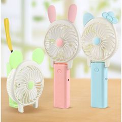 Quạt Cầm Tay Tai Thỏ Mini - Quạt Sạc Pin USB 3 Chế Độ, Đèn Pin LED, Phù Hợp Điểm Bán và Du Lịch, Màu Sắc Ngẫu Nhiên