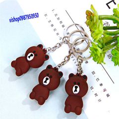 Móc Khóa Gấu Nâu Buồn Ngồi Mặc Áo Sọc - Phụ Kiện Thời Trang Dễ Thương, Quà Tặng Độc Đáo Cho Fan Gấu Brown