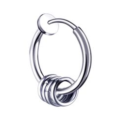 Khuyên Tai Tròn Thép Titan Bạc Phong Cách Hình Học Cho Nam - Trang Sức Thời Trang Cao Cấp, Đường Kính 1.2cm