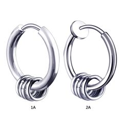 Khuyên Tai Tròn Thép Titan Bạc Phong Cách Hình Học Cho Nam - Trang Sức Thời Trang Cao Cấp, Đường Kính 1.2cm