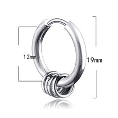 Khuyên Tai Tròn Thép Titan Bạc Phong Cách Hình Học Cho Nam - Trang Sức Thời Trang Cao Cấp, Đường Kính 1.2cm
