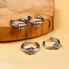 Khuyên Tai Tròn Thép Titan Bạc Phong Cách Hình Học Cho Nam - Trang Sức Thời Trang Cao Cấp, Đường Kính 1.2cm