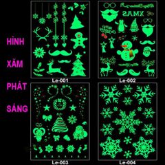 Hình Xăm Dán Tạm Thời Phát Sáng 21x15cm Phong Cách Giáng Sinh Noel - Tattoo Dễ Dàng Thay Đổi, Quà Tặng Ý Nghĩa