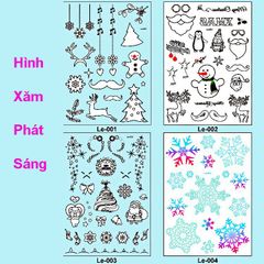 Hình Xăm Dán Tạm Thời Phát Sáng 21x15cm Phong Cách Giáng Sinh Noel - Tattoo Dễ Dàng Thay Đổi, Quà Tặng Ý Nghĩa