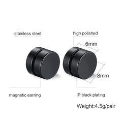 Khuyên Tai Nam Châm Thép Không Gỉ 8mm Dày - Trang Sức Thời Trang Cho Nam - Phong Cách Hipster, Dễ Dàng Đeo