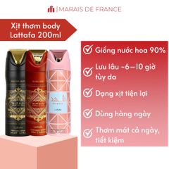 Xịt Thơm Body Lattafa 200ml - Shahd, Oud For Glory, Sublime - Hương Trung Đông Sang Trọng, Khử Mùi Suốt Ngày