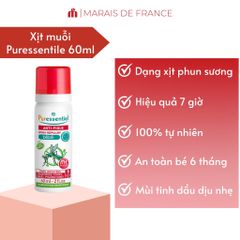 Xịt Chống Muỗi Puressentiel Anti Pique Bébé 60ml - Tinh Dầu Thiên Nhiên, An Toàn Cho Da Nhạy Cảm, Đuổi Muỗi Nhanh Chóng, Dành Cho Trẻ Nhỏ