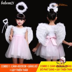 Bộ Cánh Thiên Thần Trắng Cho Bé - Trang Phục Chụp Ảnh Đáng Yêu, Cosplay Thiên Thần, Chất Liệu Lông Mịn, Bền Đẹp