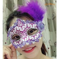 Mặt Nạ Nửa Mặt Dạ Hội Sang Trọng - Mặt Nạ Lông Vũ Nhiều Màu Cho Halloween & Tiệc Tùng - Đạo Cụ Cosplay Độc Đáo