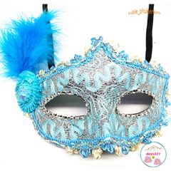 Mặt Nạ Hóa Trang Halloween Đính Lông Vũ Sang Trọng Cho Nữ - Phụ Kiện Tiệc Tùng Quyến Rũ và Bí Ẩn