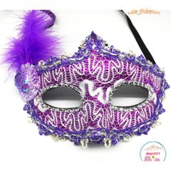 Mặt Nạ Hóa Trang Halloween Đính Lông Vũ Sang Trọng Cho Nữ - Phụ Kiện Tiệc Tùng Quyến Rũ và Bí Ẩn