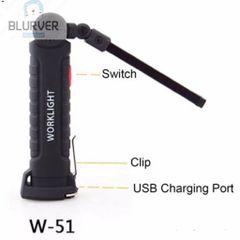 Đèn Pin LED COB Chống Thấm Nước IP65, Xoay 360° với Nam Châm và Móc Treo - Đèn Tiện Lợi cho Cắm Trại, Đi Bộ Đường Dài, Sửa Chữa