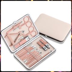 Bộ bấm móng tay hồng 18 chi tiết - Dụng cụ chăm sóc cá nhân nhỏ gọn, tiện lợi, sắc bén và an toàn cho móng tay khỏe đẹp