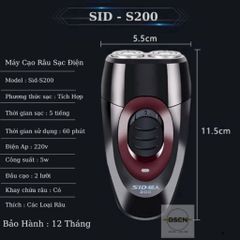 Máy Cạo Râu SID-S200 Thông Minh - Cạo Siêu Nhanh, Lưỡi Kép 4D, Chống Kẹt, Sạc 4Giờ, Bảo Hành 12 Tháng