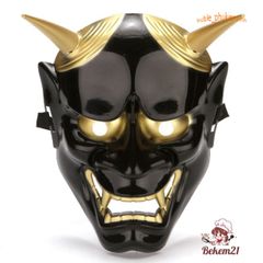 Mặt Nạ Halloween Hình Quỷ Vương Hai Sừng Oni Noh Hannya - Đạo Cụ Cosplay Thú Vị cho Tiệc Halloween và Masquerade Party