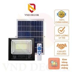 Đèn Led Pha Năng Lượng Mặt Trời 100W Có Báo Pin - Chiếu Sáng Ngoài Trời Chống Nước IP67, Điều Khiển Từ Xa, Thời Gian Chiếu Sáng 12-16 Giờ