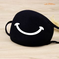 Khẩu Trang Cotton Đen In Hình Miệng Cười Mũi Tên - Phong Cách Anime/Manga, Thiết Kế Độc Đáo, Chống Bụi, Unisex