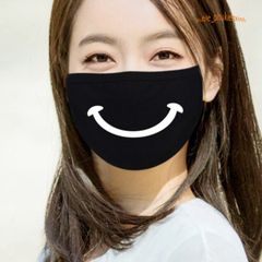 Khẩu Trang Cotton Đen In Hình Miệng Cười Mũi Tên - Phong Cách Anime/Manga, Thiết Kế Độc Đáo, Chống Bụi, Unisex