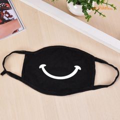 Khẩu Trang Cotton Đen In Hình Miệng Cười Mũi Tên - Phong Cách Anime/Manga, Thiết Kế Độc Đáo, Chống Bụi, Unisex