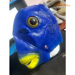 Mặt Nạ Đầu Cá Xanh Silicon Đẹp - Mặt Nạ Hóa Trang Quái Vật Ếch Xanh cho Halloween và Tiệc Tùng, Thoải Mái và Chân Thật