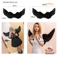 Cánh Ác Quỷ Đen Trắng - Đôi Cánh Thiên Thần Lông Vũ Sang Trọng Cho Tiệc Halloween và Sự Kiện Cosplay
