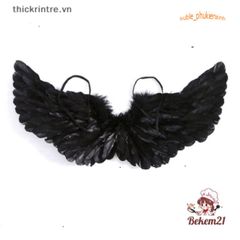 Cánh Ác Quỷ Đen Trắng - Đôi Cánh Thiên Thần Lông Vũ Sang Trọng Cho Tiệc Halloween và Sự Kiện Cosplay