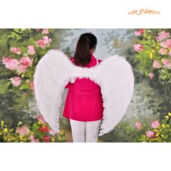 Cánh Thiên Thần Trắng Đính Lông Vũ Kèm Dây Đeo Cho Bé - Trang Trí Tiệc Giáng Sinh, Halloween, Hóa Trang, Đám Cưới