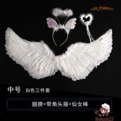 Cánh Thiên Thần Đen Trắng Đỏ Dễ Thương - Phụ Kiện Hoá Trang Thời Trang Cho Người Lớn Và Trẻ Em, Kích Thước Vừa Và Lớn
