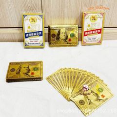 Bài Tây Mạ Vàng 100$ USA Cao Cấp Chống Thấm Nước - Bộ Bài Poker Nhựa PVC Hộp Đựng Sang Trọng, Chơi Game & Ảo Thuật