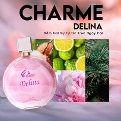 Nước hoa nữ Charme Delina 50ml - Hương thơm quyến rũ từ hoa hồng, quả vải, gỗ tuyết tùng - Đẳng cấp nữ tính và thanh lịch.