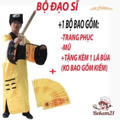 Trang phục Pháp sư Lâm Chánh Anh - Bộ quần áo huyền bí nhiều màu sắc cho cosplay và lễ hội, bao gồm áo và mũ.