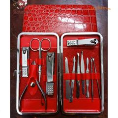 Bộ làm móng 12 món cao cấp kèm hộp sang trọng màu đỏ - Dụng cụ chăm sóc cá nhân tiện lợi cho bạn và gia đình