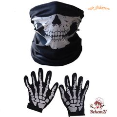 Bộ Găng Tay và Mặt Nạ Hóa Trang Halloween Hình Xương Độc Đáo - Phụ Kiện Tiệc Tùng Rùng Rợn Thú Vị