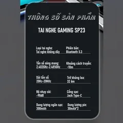 Tai Nghe Bluetooth Gaming SP23 TWS 5.3 - Không Dây, Độ Trễ Thấp, Âm Thanh Bass Stereo 9D, Chống Nước, Thích Hợp Cho Tất Cả Thiết Bị