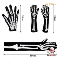 Mặt Nạ Halloween Bộ Xương Ma Ám Kèm Găng Tay Xương - Phụ Kiện Tiệc Hóa Trang Độc Đáo, Phù Hợp Cho Dịp Halloween