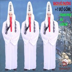Bộ Trang Phục Hắc Bạch Vô Thường Halloween - Áo, Nón, Lưỡi Giả Cho Lễ Hội Hóa Trang Vô Diện Ấn Tượng