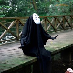 Bộ trang phục hóa trang Vô Diện Spirited Away - Set cosplay hoàn chỉnh cho trẻ em và người lớn, áo choàng đen và mặt nạ độc đáo