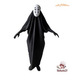 Bộ trang phục hóa trang Vô Diện Spirited Away - Set cosplay hoàn chỉnh cho trẻ em và người lớn, áo choàng đen và mặt nạ độc đáo