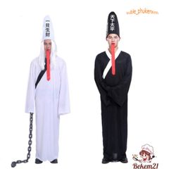 Trang Phục Hắc Bạch Vô Thường Halloween - Bộ Đồ Hóa Trang Kinh Dị Cho Lễ Hội, Phù Hợp Người Lớn 155-185cm